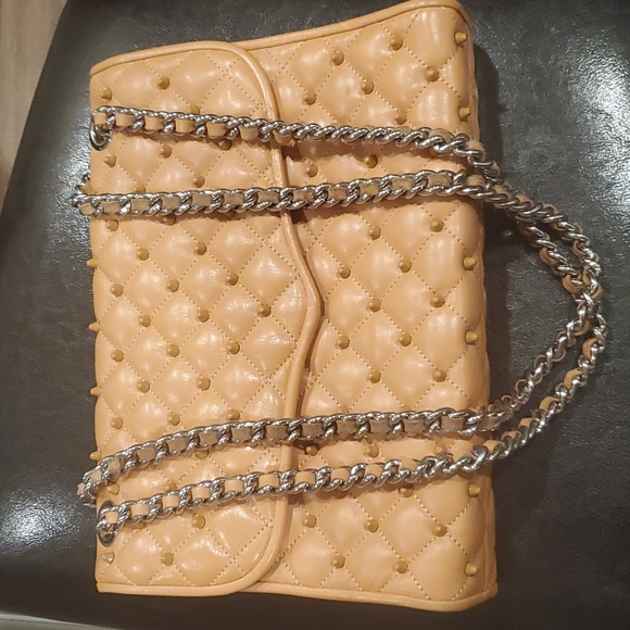 Rebecca Minkoff nude quilted leather spikes medium chain convertible crossbody - Picture 1 of 14